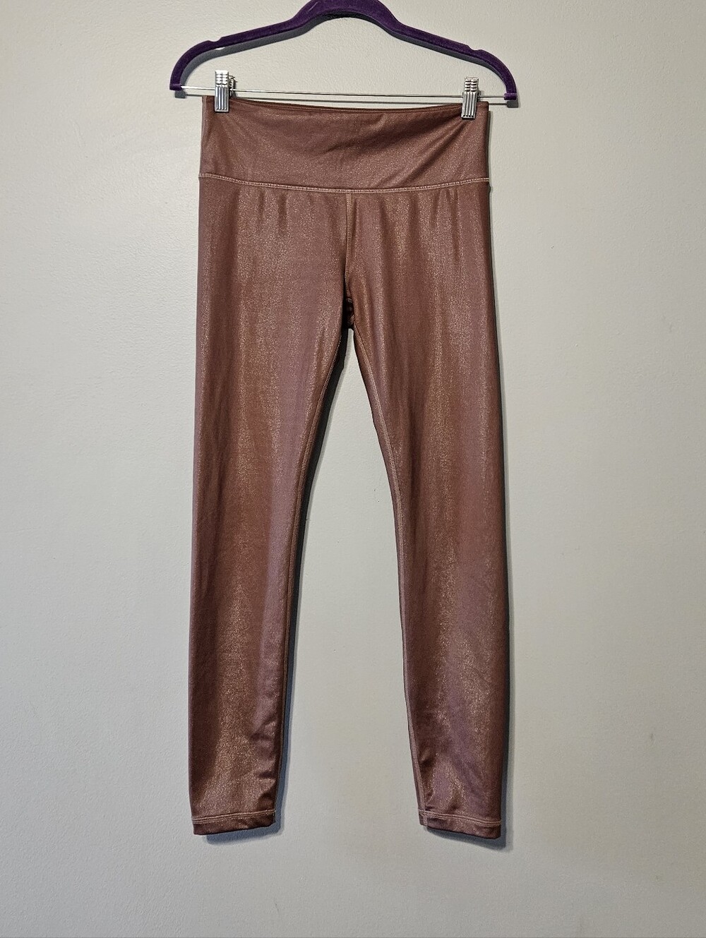Athleta Metallic Rose-Brown Leggings